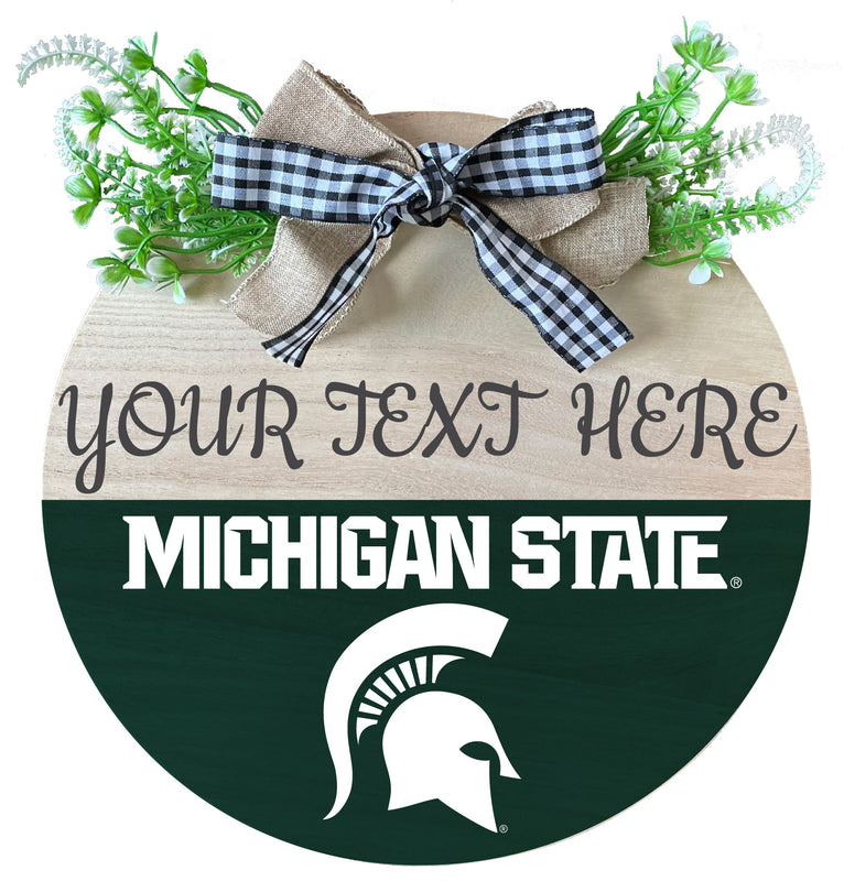Michigan State Spartans Wooden Wreath Welcome Sign Officially Licensed Collegiate Product