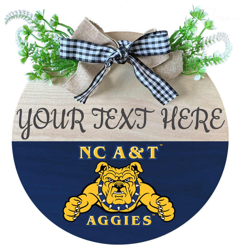 North Carolina A&T State Aggies Wooden Wreath Welcome Sign Officially Licensed Collegiate Product