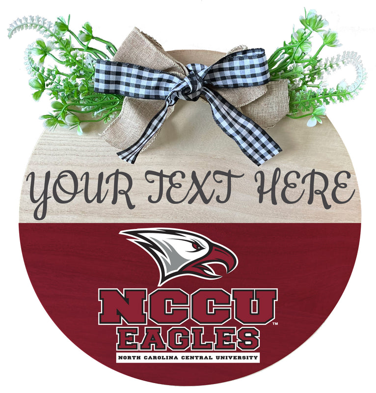 North Carolina Central Eagles Customizable Wooden Wreath Welcome Sign Officially Licensed Collegiate Product Single