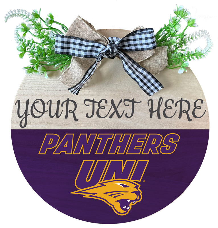 Northern Iowa Panthers Customizable Wooden Wreath Welcome Sign Officially Licensed Collegiate Product Single