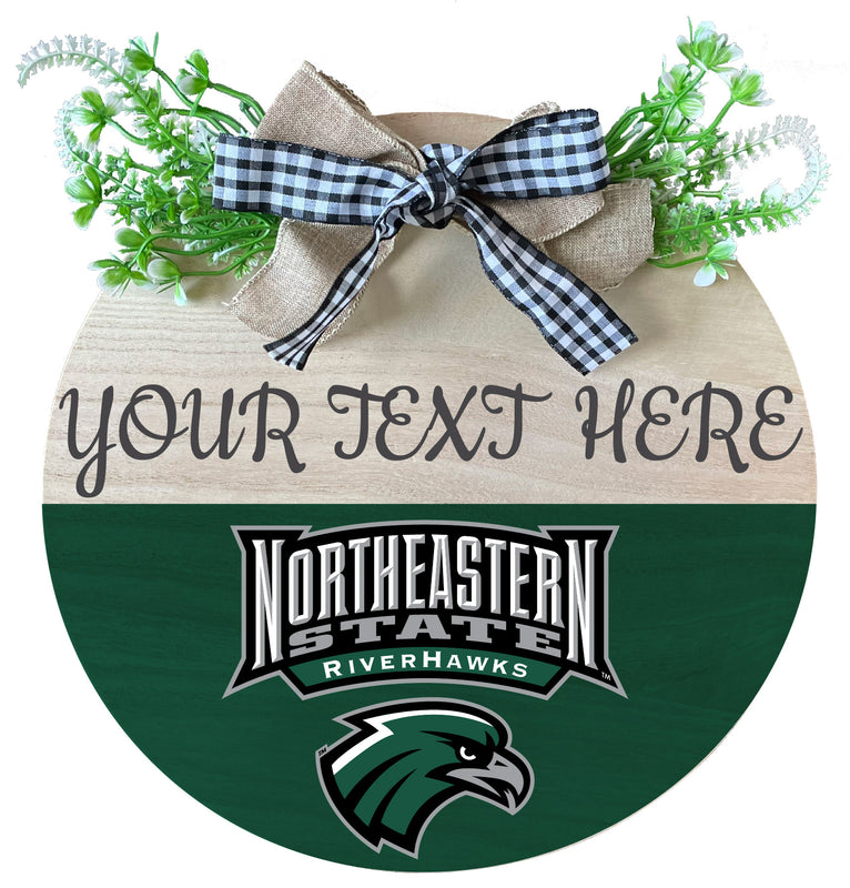 Northeastern State University Riverhawks Wooden Wreath Welcome Sign Officially Licensed Collegiate Product