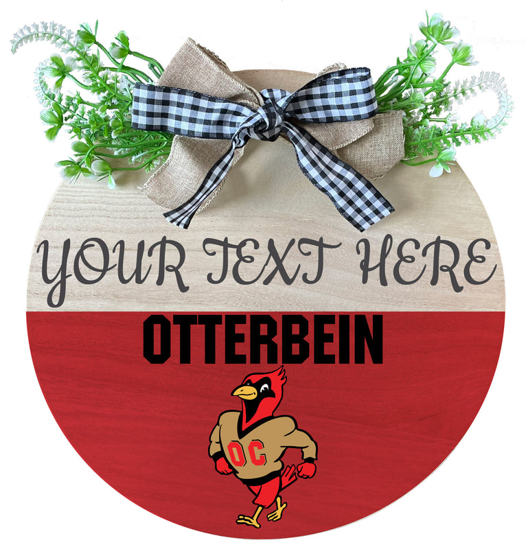 Otterbein University Customizable Wooden Wreath Welcome Sign Officially Licensed Collegiate Product Single