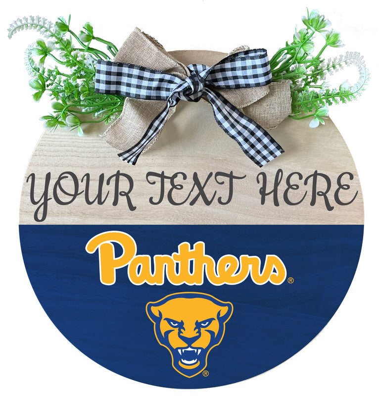 Pittsburgh Panthers Customizable Wooden Wreath Welcome Sign Officially Licensed Collegiate Product 2-Pack