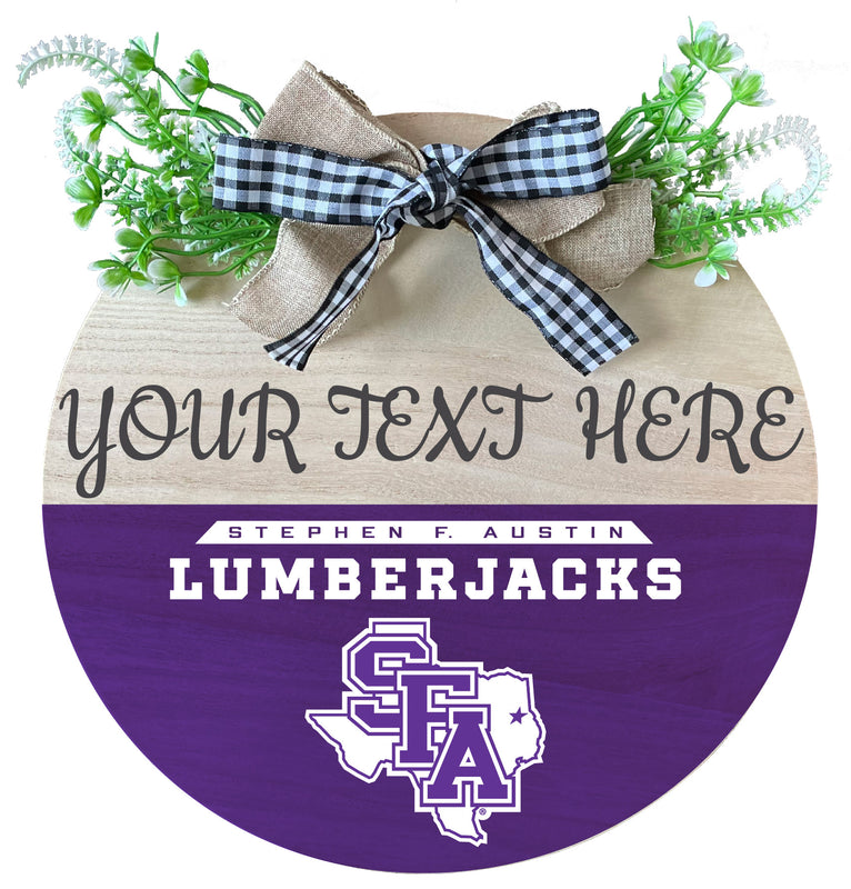 Stephen F. Austin State University Customizable Wooden Wreath Welcome Sign Officially Licensed Collegiate Product Single