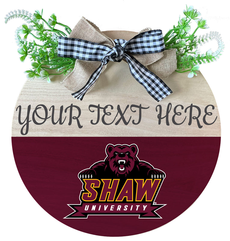 Shaw University Bears Customizable Wooden Wreath Welcome Sign Officially Licensed Collegiate Product Single