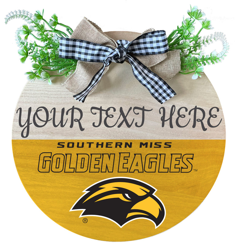 Southern Mississippi Golden Eagles Customizable Wooden Wreath Welcome Sign Officially Licensed Collegiate Product Single