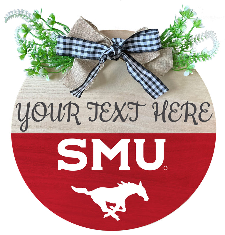 Southern Methodist University Wooden Wreath Welcome Sign Officially Licensed Collegiate Product