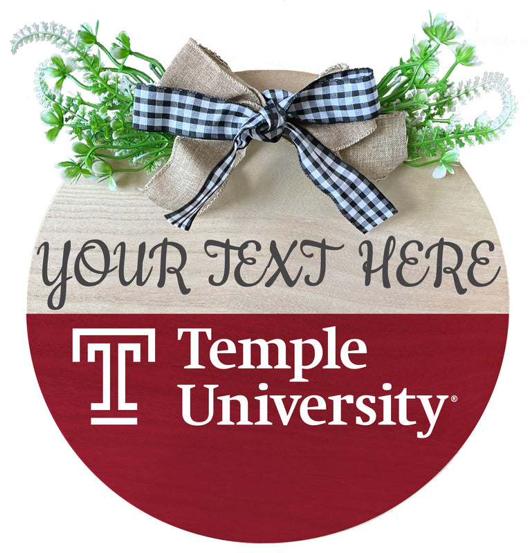 Temple University Customizable Wooden Wreath Welcome Sign Officially Licensed Collegiate Product 2-Pack
