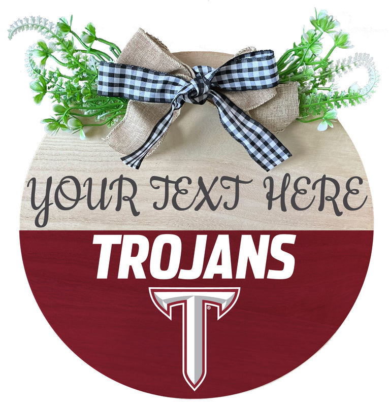 Troy University Customizable Wooden Wreath Welcome Sign Officially Licensed Collegiate Product Single