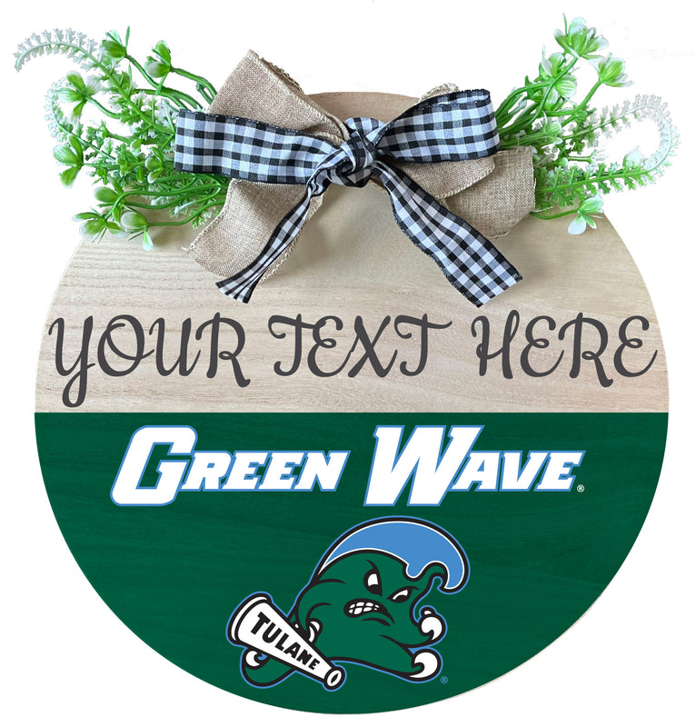 Tulane University Green Wave Customizable Wooden Wreath Welcome Sign Officially Licensed Collegiate Product 2-Pack