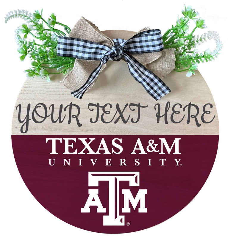 Texas A&M Aggies Customizable Wooden Wreath Welcome Sign Officially Licensed Collegiate Product Single