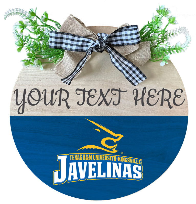 Texas A&M Kingsville Javelinas Customizable Wooden Wreath Welcome Sign Officially Licensed Collegiate Product Single