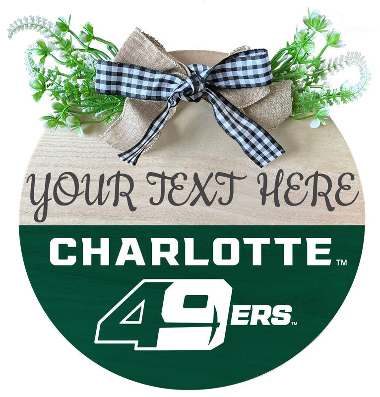 North Carolina Charlotte Forty-Niners Customizable Wooden Wreath Welcome Sign Officially Licensed Collegiate Product Single