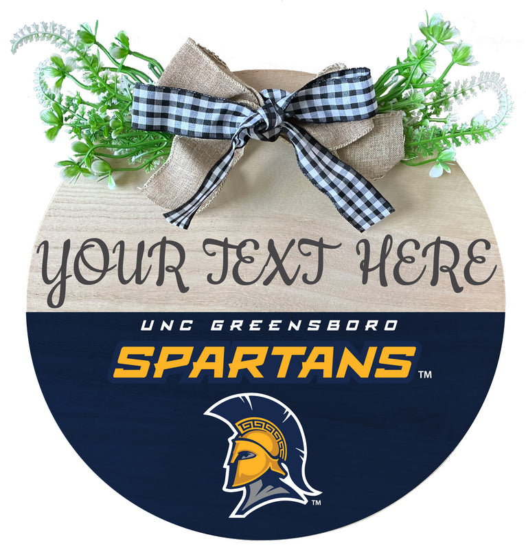 North Carolina Greensboro Spartans Wooden Wreath Welcome Sign Officially Licensed Collegiate Product