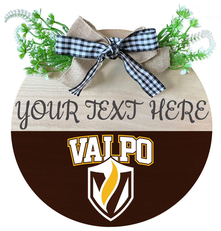 Valparaiso University Wooden Wreath Welcome Sign Officially Licensed Collegiate Product