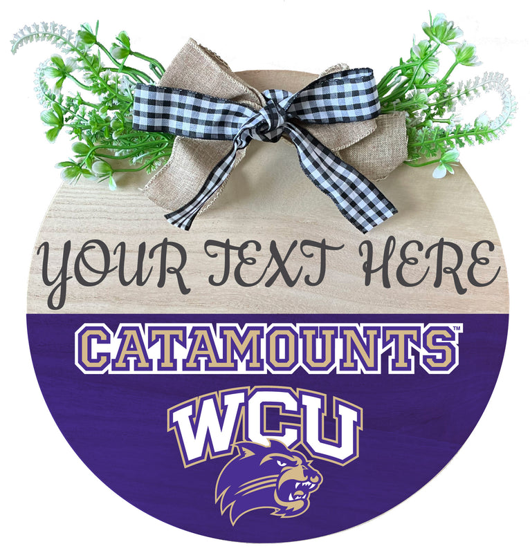 Western Carolina University Customizable Wooden Wreath Welcome Sign Officially Licensed Collegiate Product Single