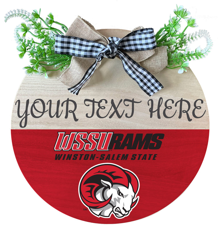 Winston-Salem State Customizable Wooden Wreath Welcome Sign Officially Licensed Collegiate Product Single