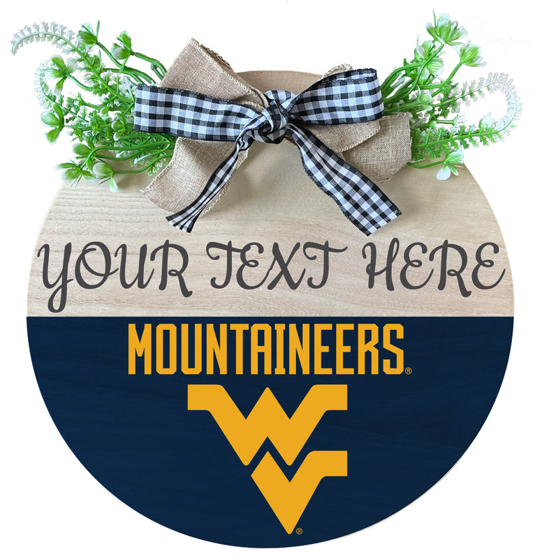 West Virginia Mountaineers Customizable Wooden Wreath Welcome Sign Officially Licensed Collegiate Product Single