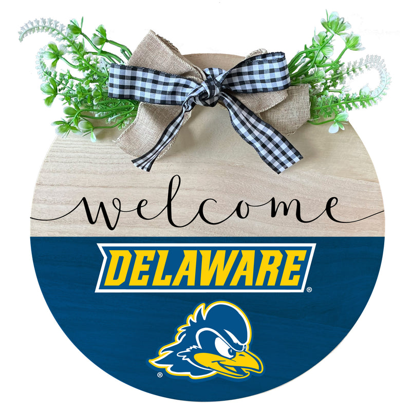 Delaware Blue Hens Wooden Wreath Welcome Sign Officially Licensed Collegiate Product Single