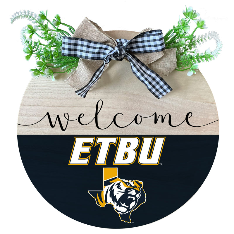 East Texas Baptist University Wooden Wreath Welcome Sign Officially Licensed Collegiate Product 2-Pack