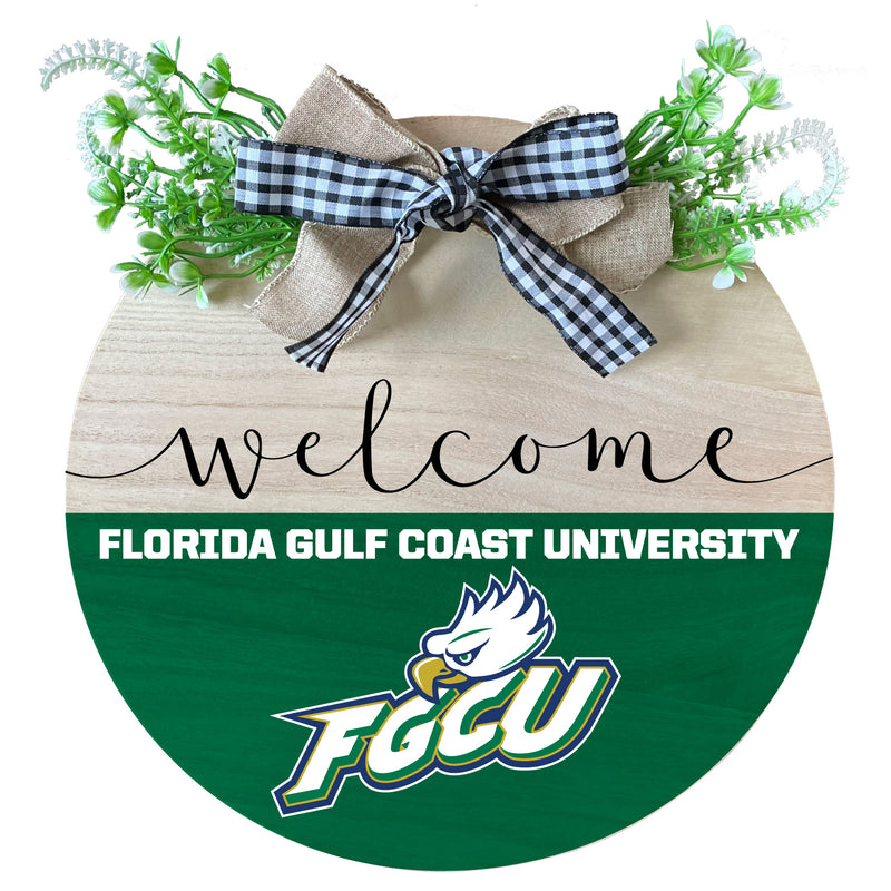 Florida Gulf Coast Eagles Wooden Wreath Welcome Sign Officially Licensed Collegiate Product Single