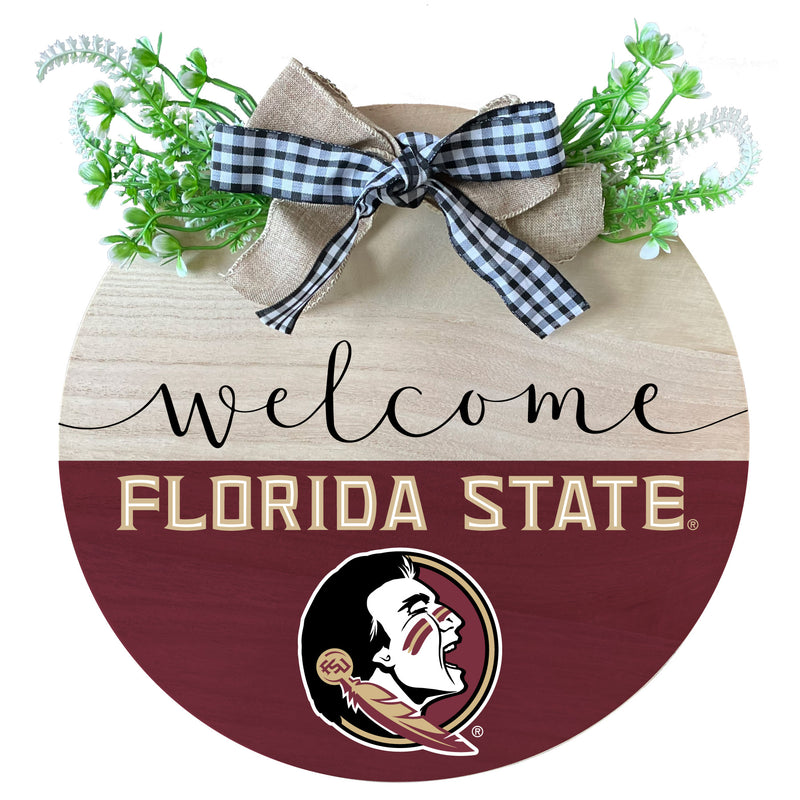 Florida State Seminoles Wooden Wreath Welcome Sign Officially Licensed Collegiate Product Single