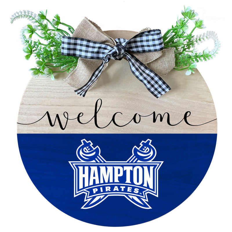 Hampton University Wooden Wreath Welcome Sign Officially Licensed Collegiate Product Single