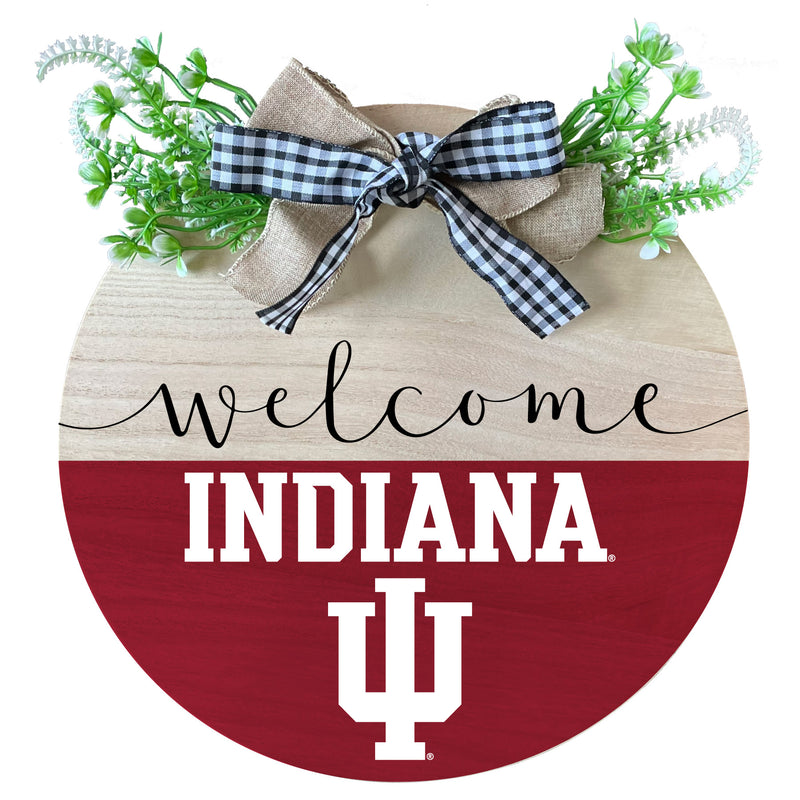 Indiana Hoosiers Wooden Wreath Welcome Sign Officially Licensed Collegiate Product Single