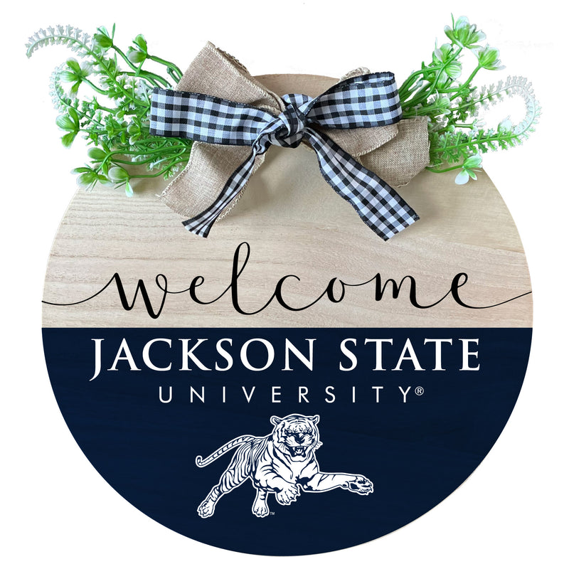 Jackson State University Wooden Wreath Welcome Sign Officially Licensed Collegiate Product Single
