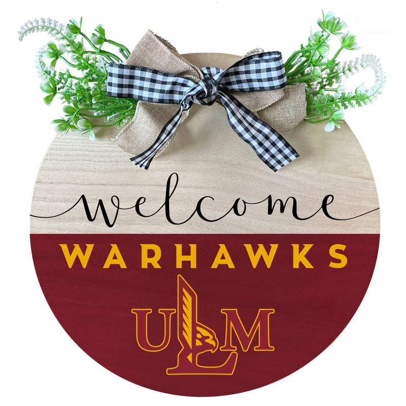 University of Louisiana Monroe Wooden Wreath Welcome Sign Officially Licensed Collegiate Product Single