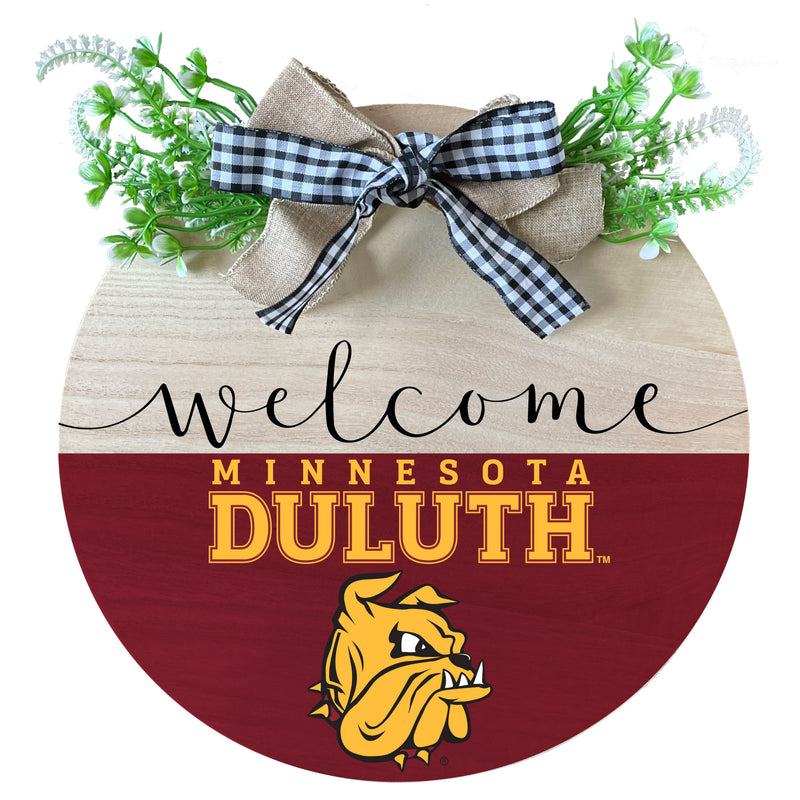Minnesota Duluth Bulldogs Wooden Wreath Welcome Sign Officially Licensed Collegiate Product Single