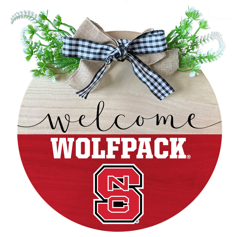 NC State Wolfpack Wooden Wreath Welcome Sign Officially Licensed Collegiate Product Single