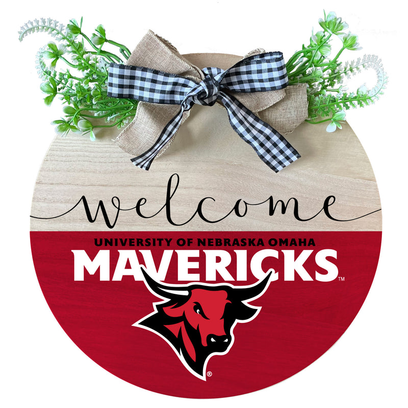 Nebraska at Omaha Wooden Wreath Welcome Sign Officially Licensed Collegiate Product Single