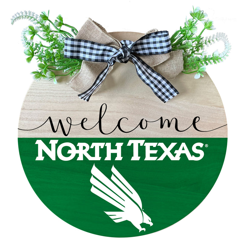 North Texas Wooden Wreath Welcome Sign Officially Licensed Collegiate Product 2-Pack