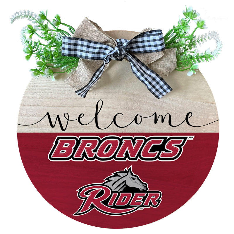 Rider University Broncs Wooden Wreath Welcome Sign Officially Licensed Collegiate Product Single