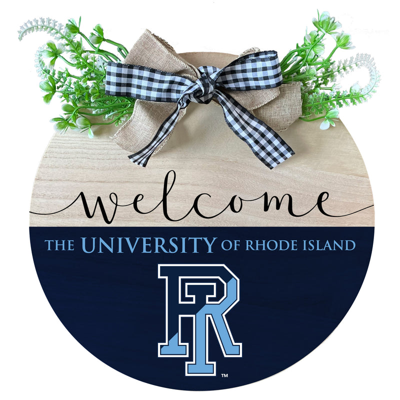 Rhode Island University Wooden Wreath Welcome Sign Officially Licensed Collegiate Product Single