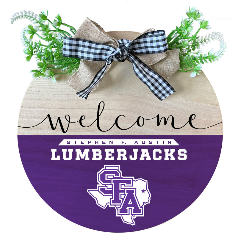Stephen F. Austin State University Wooden Wreath Welcome Sign Officially Licensed Collegiate Product Single