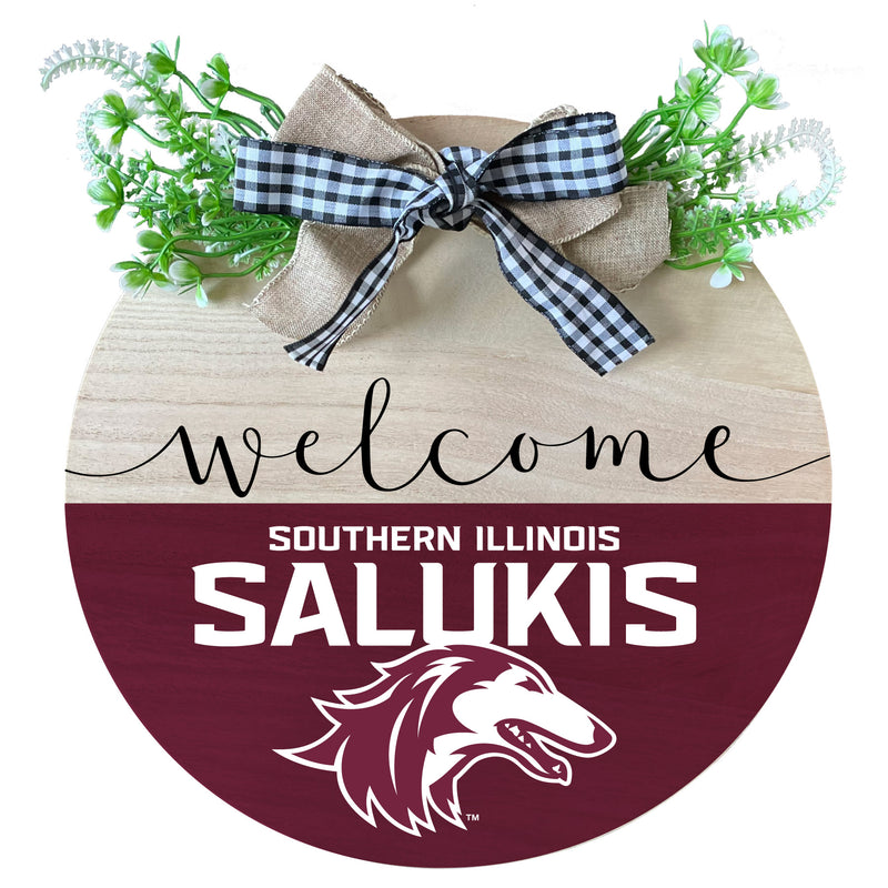 Southern Illinois Salukis Wooden Wreath Welcome Sign Officially Licensed Collegiate Product Single