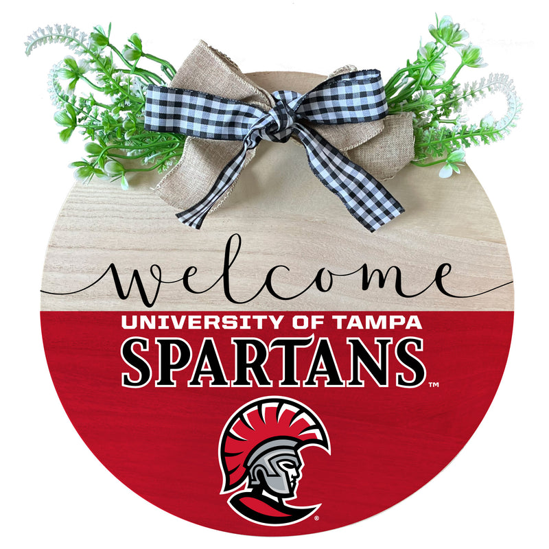 University of Tampa Spartans Wooden Wreath Welcome Sign Officially Licensed Collegiate Product Single