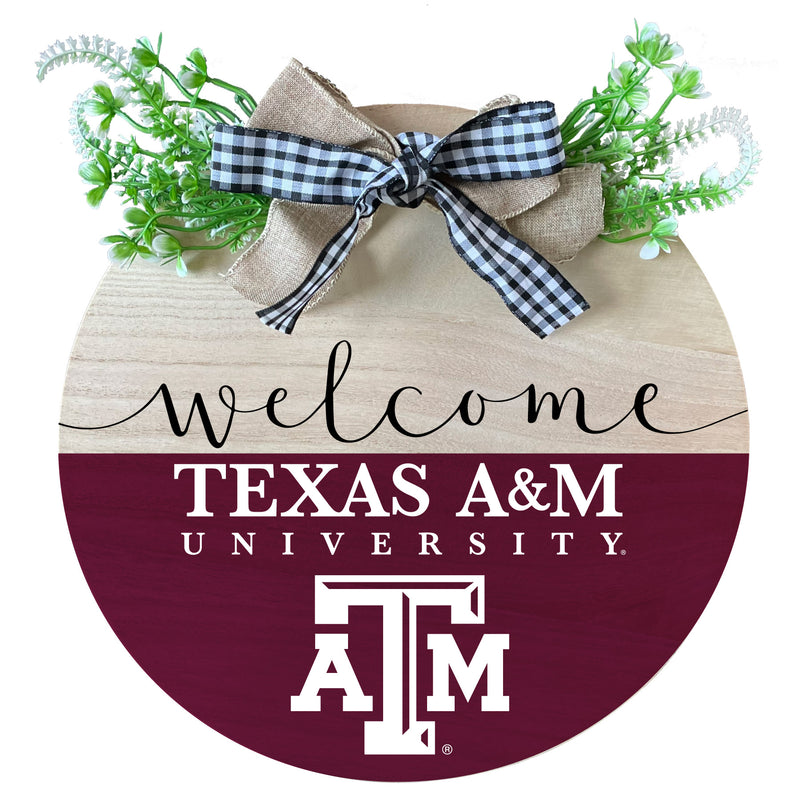 Texas A&M Aggies Wooden Wreath Welcome Sign Officially Licensed Collegiate Product Single