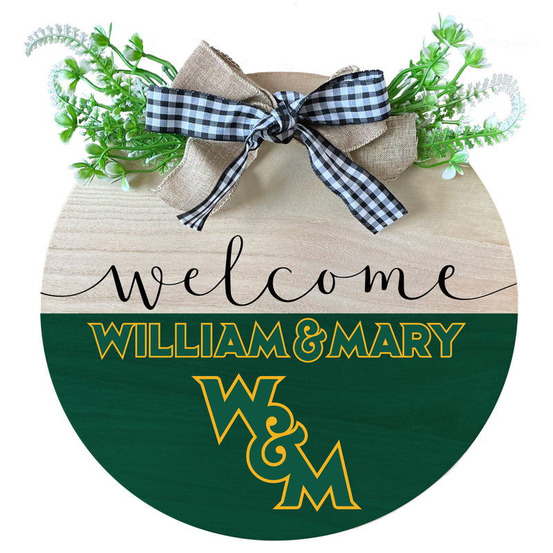 William and Mary Wooden Wreath Welcome Sign Officially Licensed Collegiate Product Single