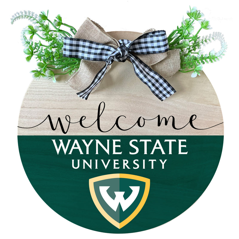 Wayne State Wooden Wreath Welcome Sign Officially Licensed Collegiate Product Single