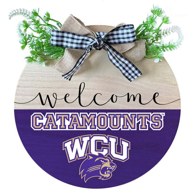Western Carolina University Wooden Wreath Welcome Sign Officially Licensed Collegiate Product 2-Pack