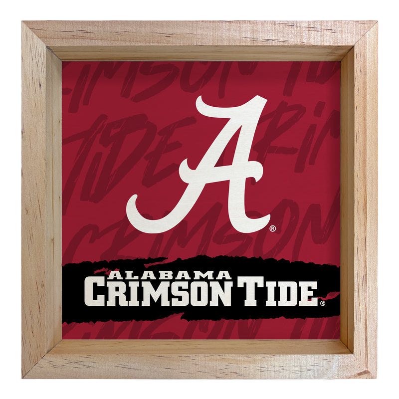 Alabama Crimson Tide Officially Licensed 8.75"x 8.75" Wood Sign with frame Logo