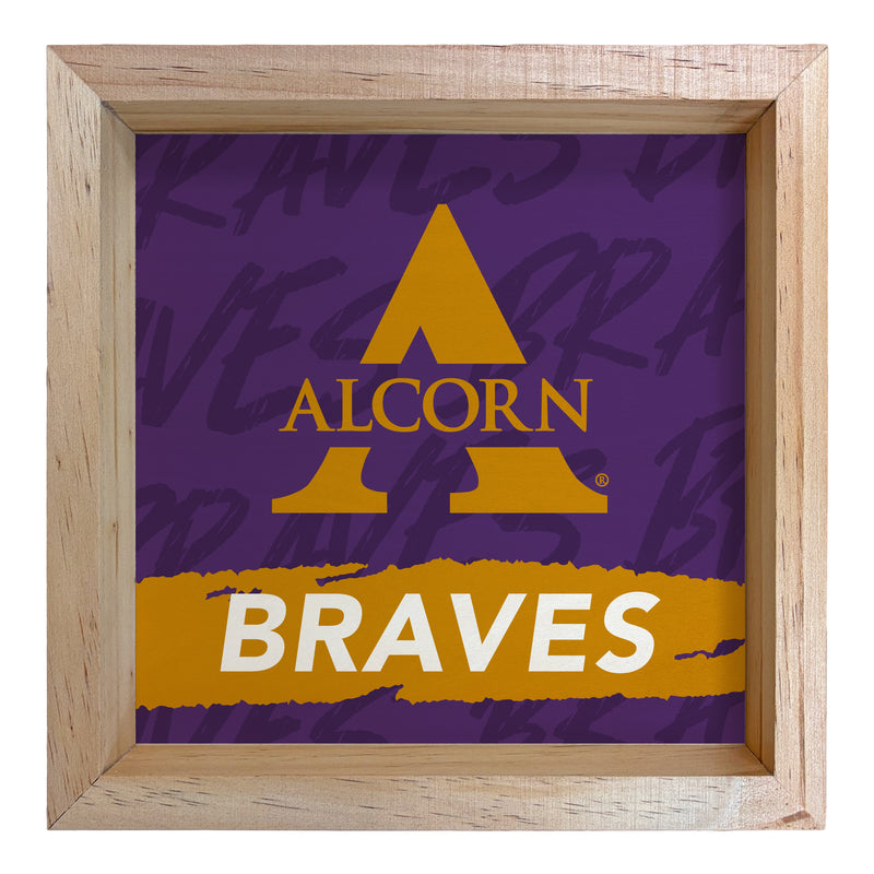 Alcorn State Braves Officially Licensed 8.75"x 8.75" Wood Sign with frame Logo