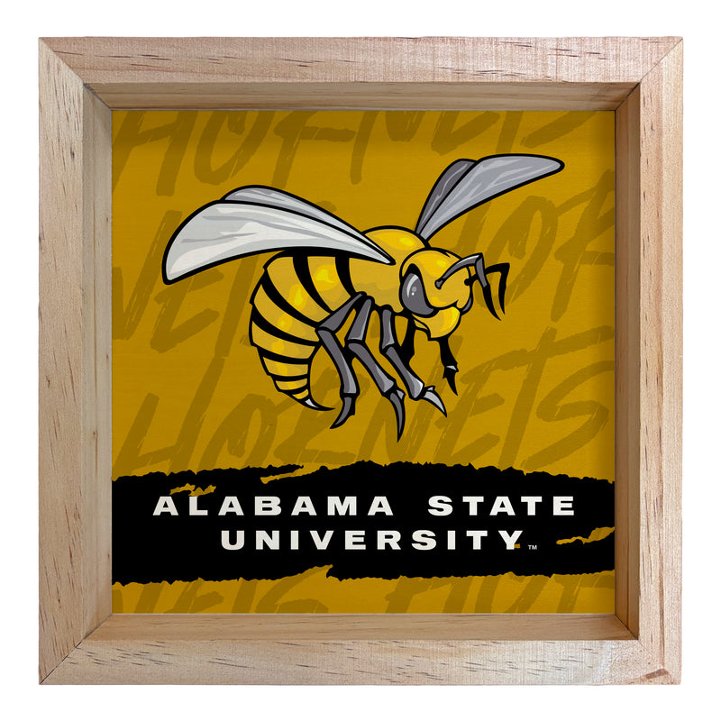 Alabama State University Officially Licensed 8.75"x 8.75" Wood Sign with frame Logo