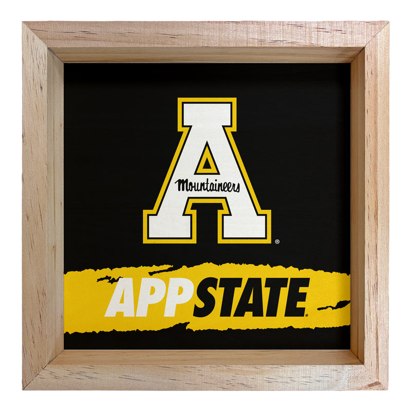 Appalachian State Officially Licensed 8.75"x 8.75" Wood Sign with frame Logo