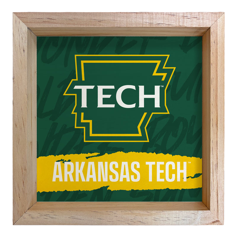 Arkansas Tech University Officially Licensed 8.75"x 8.75" Wood Sign with frame Logo