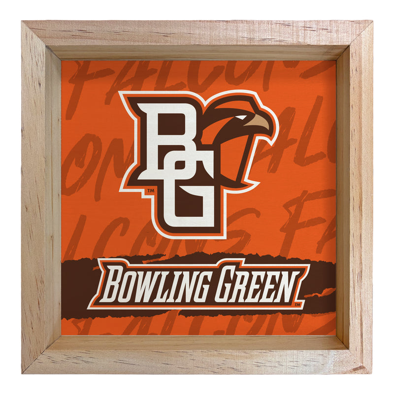 Bowling Green Falcons Officially Licensed 8.75"x 8.75" Wood Sign with frame Logo