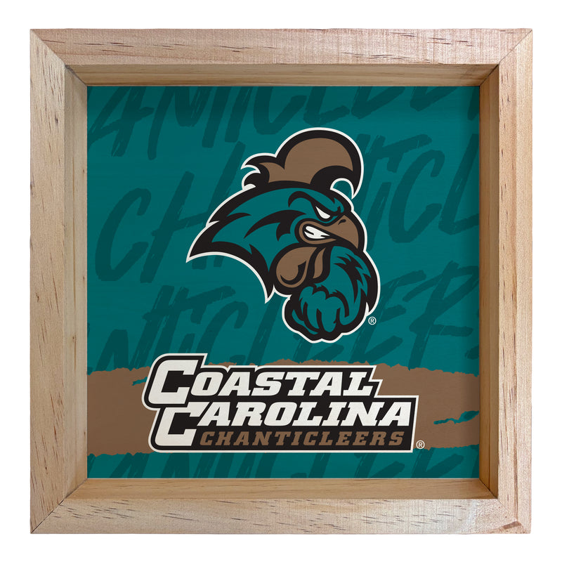 Coastal Carolina University Officially Licensed 8.75"x 8.75" Wood Sign with frame Logo